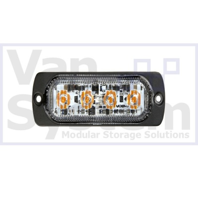 Slimline Amber LED Strobe Light - 4 LED 10-33v DC